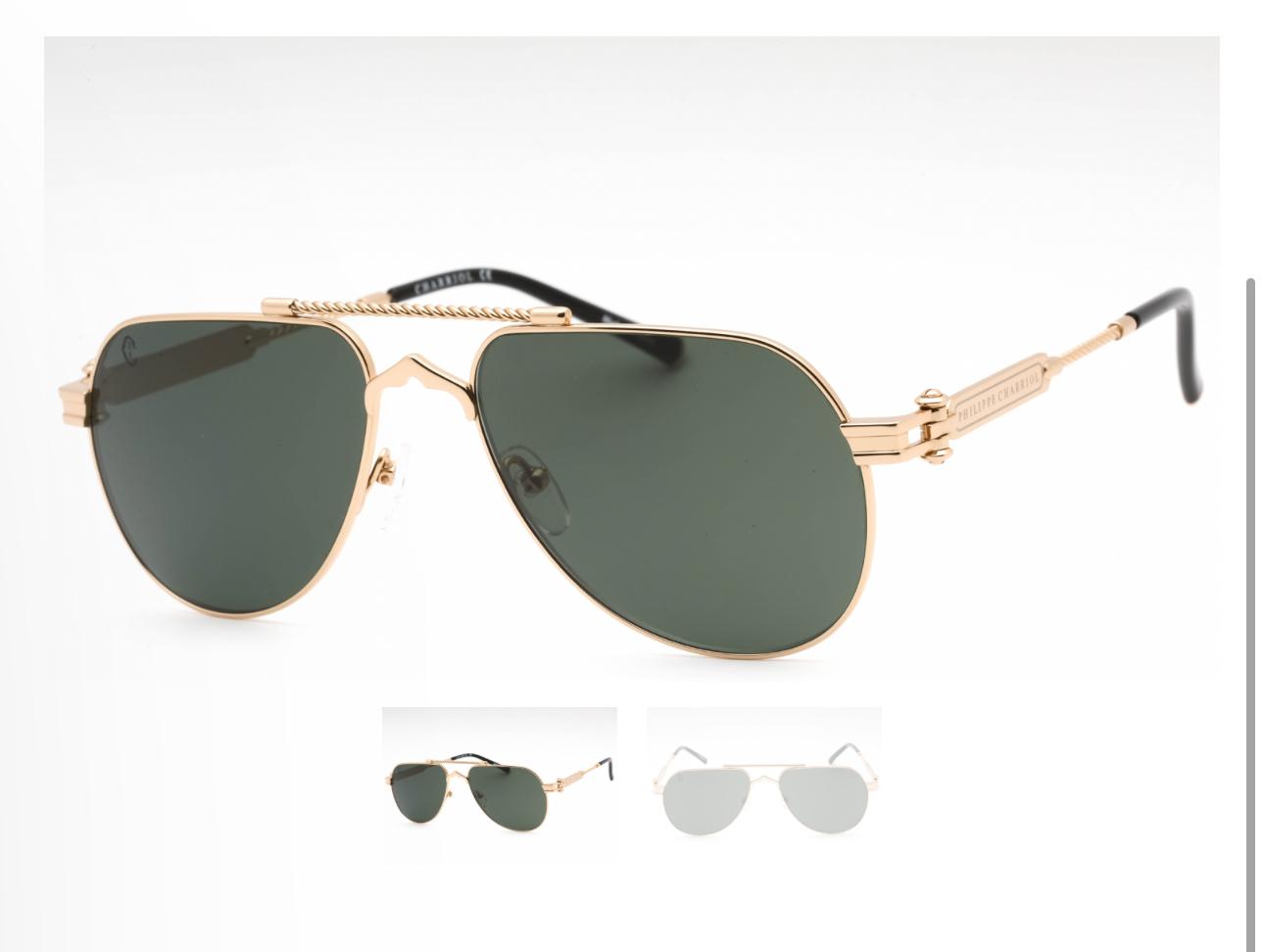 Philippe Charriol Men's Gold Frame Aviator Sunglasses